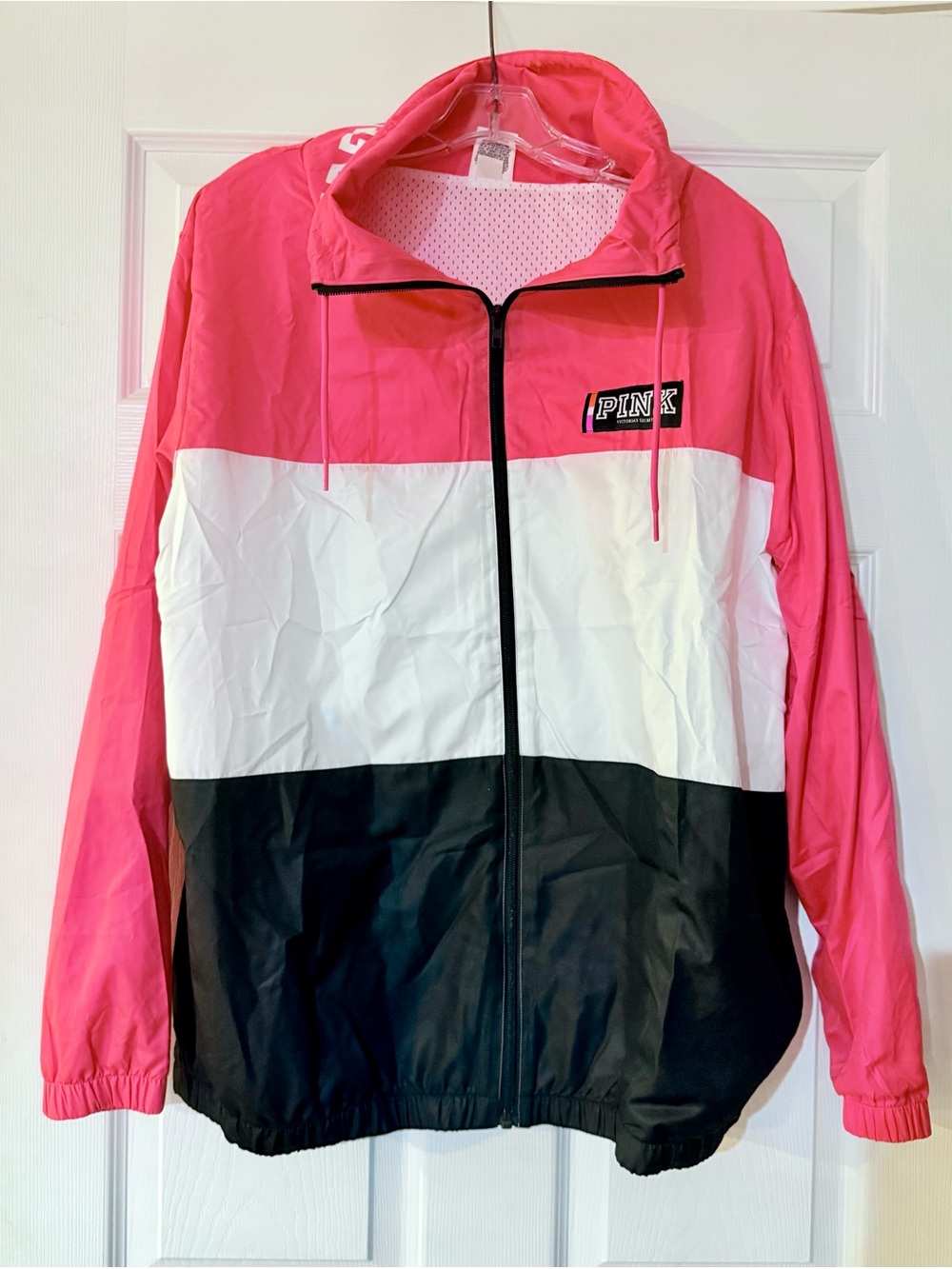 Victoria’s Secret PINK Y2K Hot Pink Colorblock Windbreaker Jacket NWOT